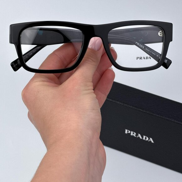 Prada PR15YV 1AB1O1 Men  BRAND NEW Eyeglasses Black Rectangle Unisex - Picture 1 of 10